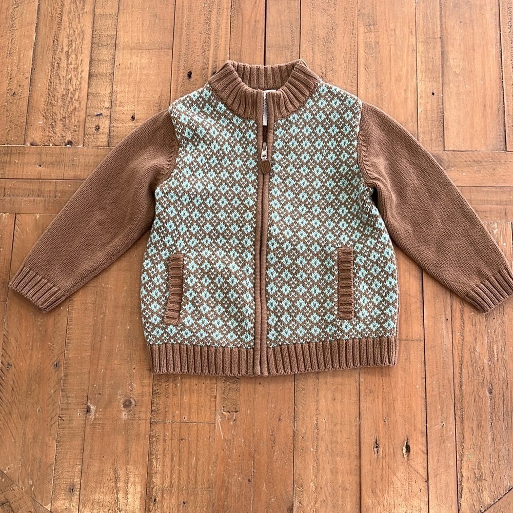 Janie and jack aqua zip front cardigan sweater